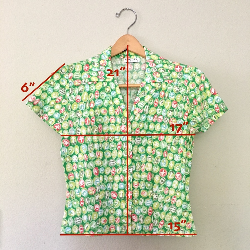 Abstract Dots - Collared Button Down Crop Shirt - image 4